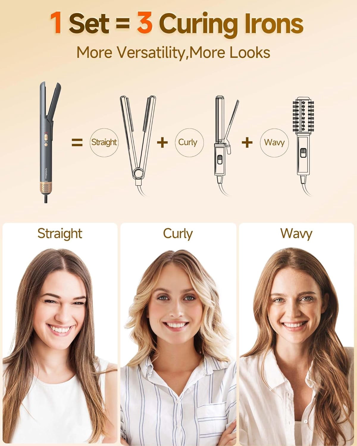 Hair Dryer Brush 6-in-1 Straightener,Hair Auto-Wrap Curlers, Professional 110,000 RPM Magic Multi Styler with Attachments,Fast hot Drying Set Gift for Girl Curling Volumizing Straightening.