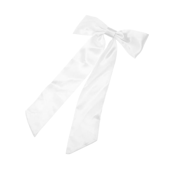 Unique Bargains Satin Bow Ribbon Duckbill Hair Clips White