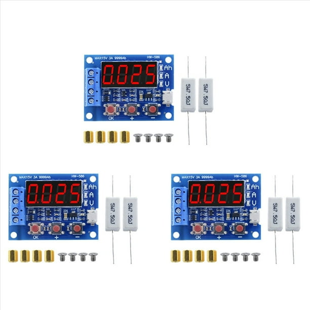 3X Medidor de Capacidad de Batería de 1,2 V-12 V, Analizador de Prueba de Descarga, Medidor de Capacidad de Batería de Plomo y Ácido de Litio 18650