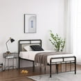 thumbnail image 2 of UBesGoo Black Metal Bed Frame Twin Size with Headboard and Footboard Single Platform, 2 of 25