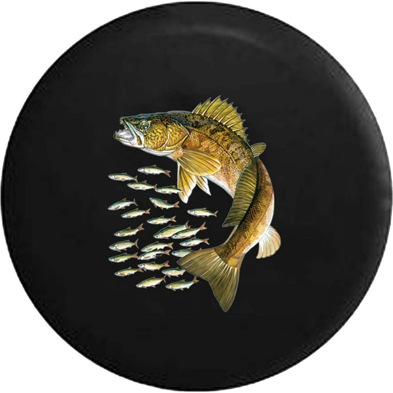 Walleye School of Fish Fishing River Monster Spare Tire Cover fits Jeep RV  30 Inch 