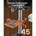 thumbnail image 6 of 10 Inch Benchtop Drill Press 6.2A Induction Motor Tabletop Drilling Machine Adjustable Speed 650 1050 1800 2350 3100 RPM 0-45 Degree Tilting Worktable LED Work Light for Wood Metal, 6 of 6