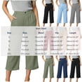 thumbnail image 4 of Women's Lightweight Cotton Capri Pants with Pockets, Elastic Waist Straight Leg Casual Pants, Capris for Women Summer, Lounge Beach Travel Trousers with Pocket | UKHCCC,Green S, 4 of 8