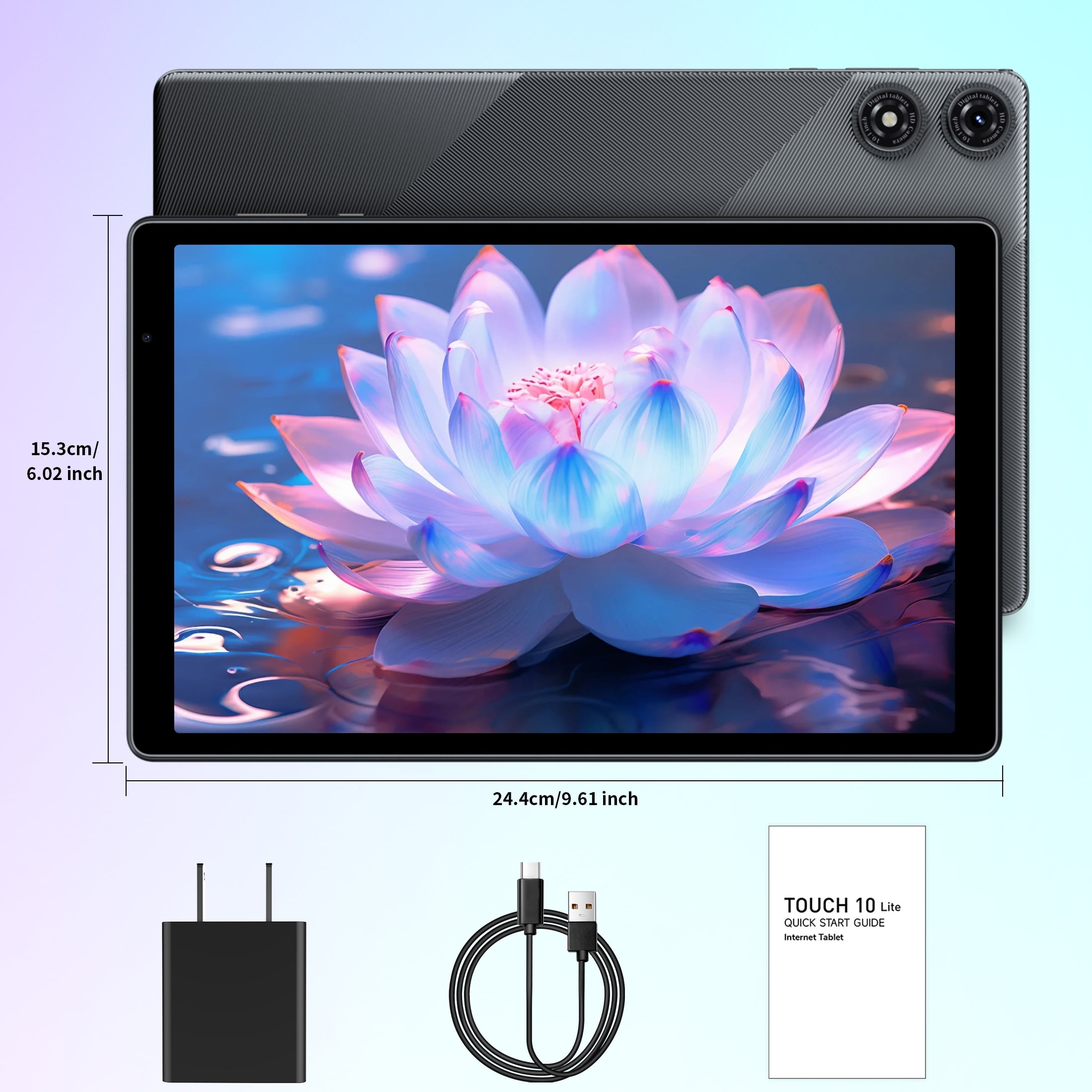 Android 15 Tablet 10.1 inch Tablet,8GB RAM 32GB ROM,WiFi 6,6000mAh Battery,1280 * 800 IPS Touch Screen,Metal Body,GMS Certified,Gray
