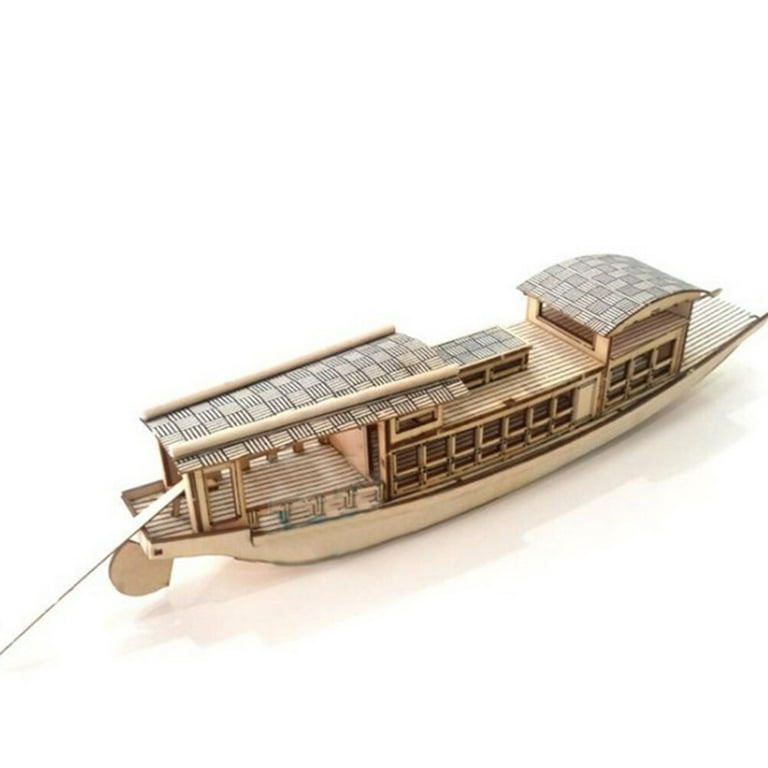 Wooden Boat Model DIY Assembling Boat Toy Wooden Boat Model Educational Props Handicraft Present for male Female, Size: 31x7x8CM