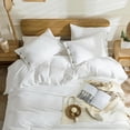 thumbnail image 4 of Cotton Duvet Cover Queen Size Pinstriped Comforter Cover with Button Washed Cotton Breathable Soft Solid Bedding Set Duvet Cover ×in & Pillowcases (NO Comforter), 4 of 9