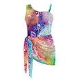 thumbnail image 6 of POLERO Girls' One-Piece Swimsuit with Mesh Cover Up Skirt - Watercolor Music Notes Print, Adjustable Straps, Quick Dry for Beach & Pool Vacations (7-18 Years), 6 of 10