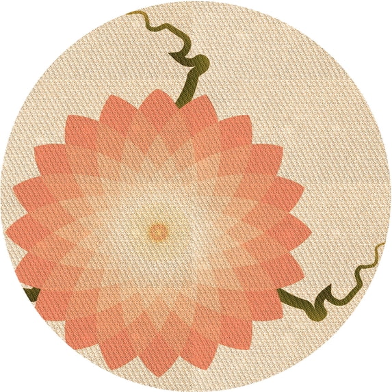 Ahgly Company Machine Washable Indoor Round Transitional Orange Area Rugs, 8' Round