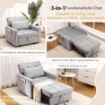 thumbnail image 1 of Sofá cama 3 en 1 plegable para salón – Respaldo ajustable, tapizado en lino, diseño compacto con bolsillos laterales – Ideal para invitados y espacios reducidos – Color gris claro, 1 of 7