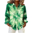 thumbnail image 4 of AUNVITO Women's St. Patrick's Day Shirt Long Sleeve Collared Button Down with Holiday Print Casual and Festive Style, 4 of 5