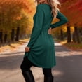 thumbnail image 4 of Dqueduo Women's Solid Casual Dresses, Crew Neck Long Sleeve Dress with Pockets, Loose A-Line Empire Waist Winter Dress, 4 of 8