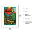thumbnail image 2 of Kenya Africa - Land of Contrast - Air India - Vintage Airline Travel Poster c.1967 - Bamboo Fine Art 290gsm Paper Print (Unframed) 18x24in, 2 of 4