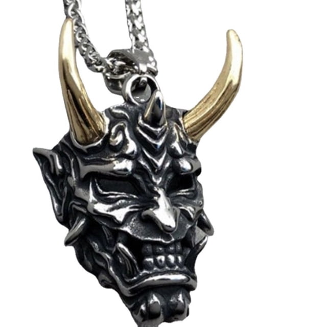 Collar De Acero Inoxidable Para Hombre, Collar Con Colgante De Cubierta De Cara De Demonio, Joyería Para Halloween Y Pascua seitruly AP007574-01
