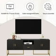 thumbnail image 4 of TV Stand for 70" TVs, TUANLUO TV Console Table with Drawer and 2-Door Cabinets, Modern Entertainment Center, TV Stand Furniture for Living Room Bedroom, 68.9"L x 15.7"W x 25.6"H, Black, 4 of 10