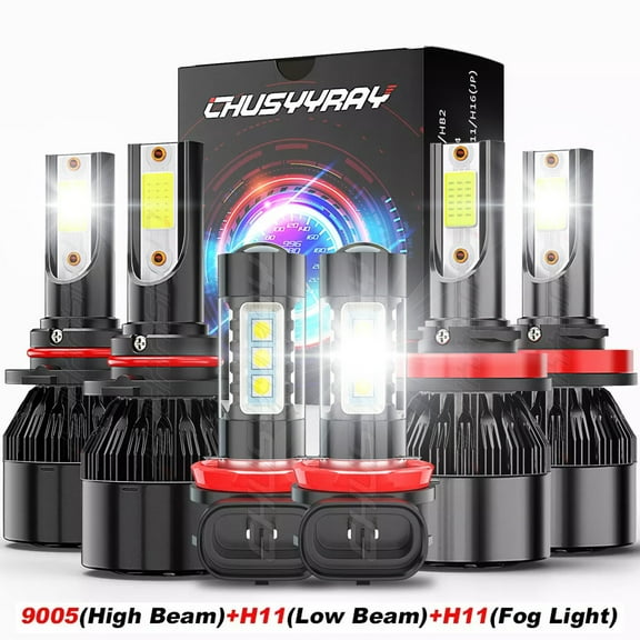 CHUSYYRAY 9005 H11 H11 LED Headlight High Low Beam Fog Light Bulbs Kit 6000K White 6x