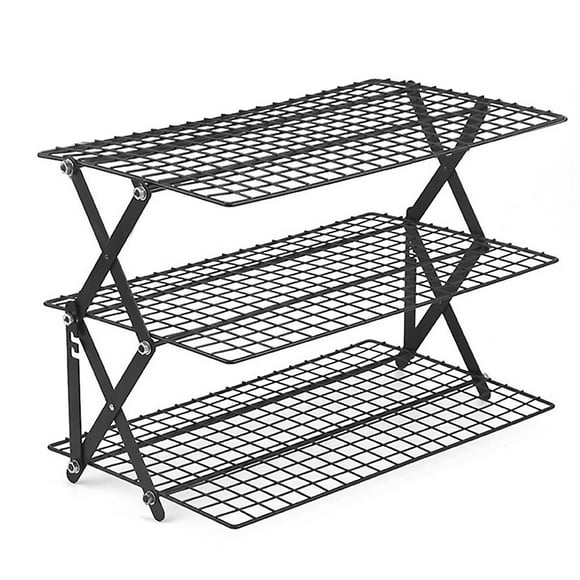 Iron Storage Shelf For Outdoor Camping, Multifunctional Portable Folding Shelf, 3 -layer Camp Storage, House Accessories T1