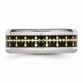 thumbnail image 3 of Stainless Steel Polished Yellow Ip With Carbon Fiber Inlay Cross 8mm Band (Size 10.5) Made In China sr406-10.5, 3 of 4