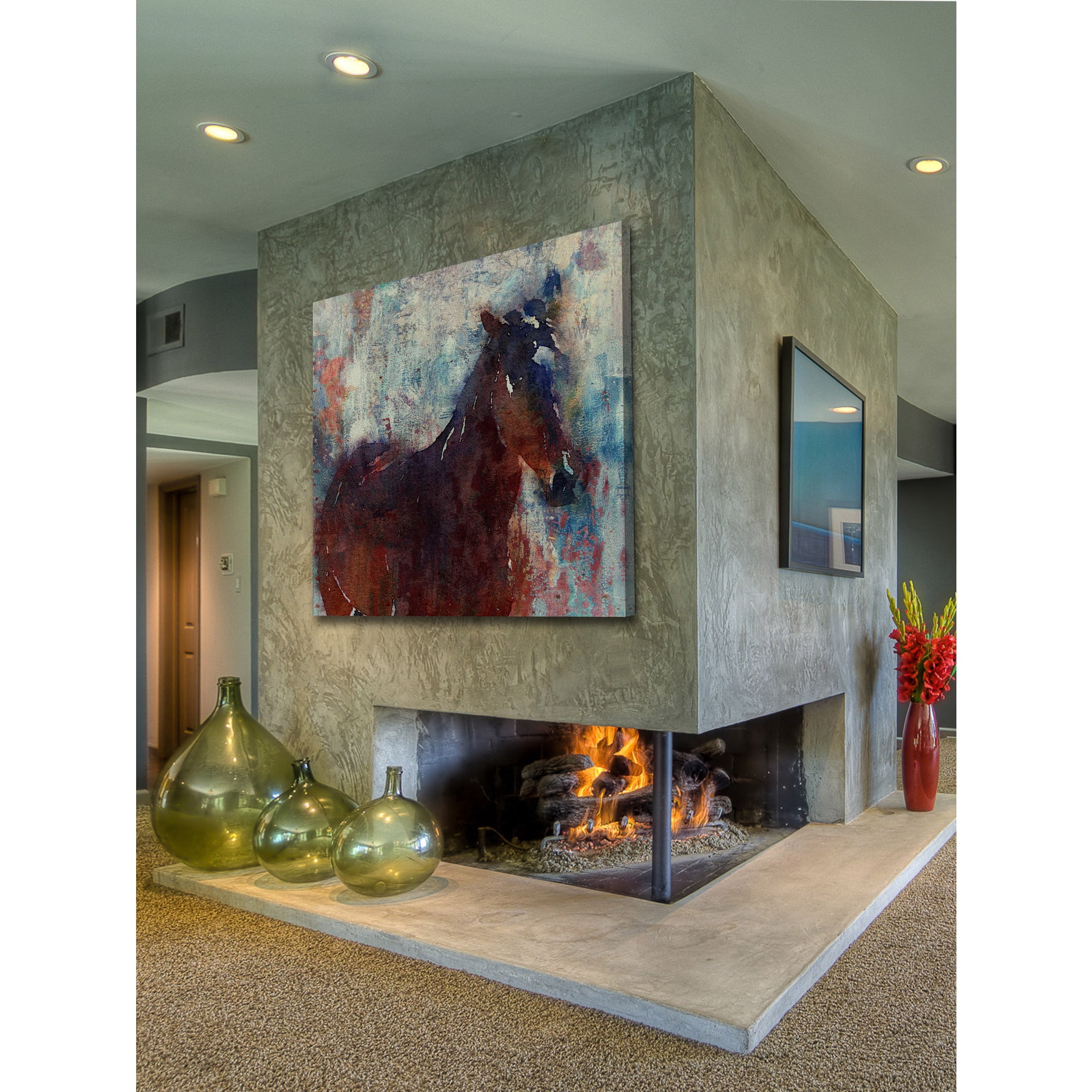 "Wild Brown Horse" Painting Print on Wrapped Canvas