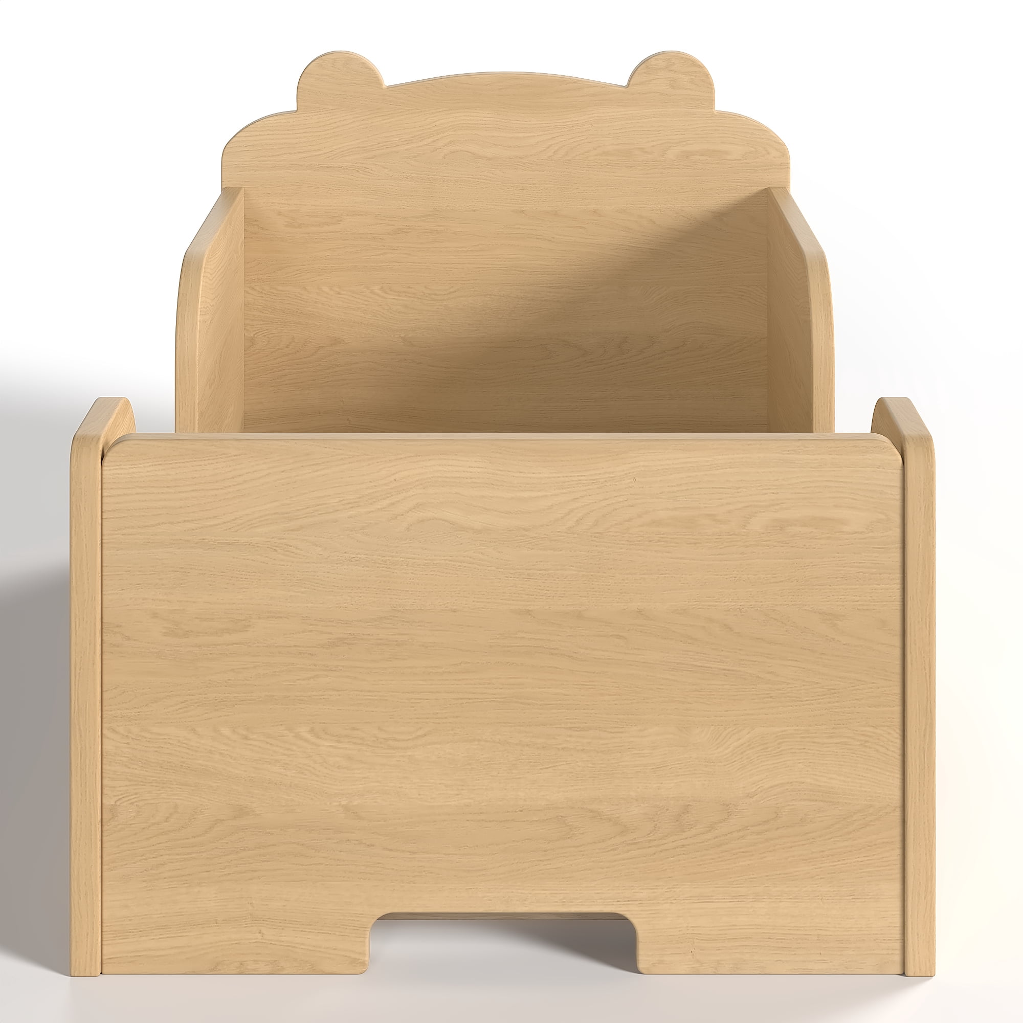 Leumius Twin Size Floor Bed for Kids,Solid Wood Montessori Floor Bed Frame with High Rails and Bear Shape Headboard for Boys Girls,Natural