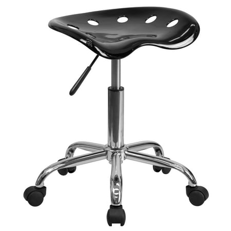 UPC: 0630784111052 | A Line Furniture Eller Vibrant Black Steel Tractor Seat Stool with Chrome Base