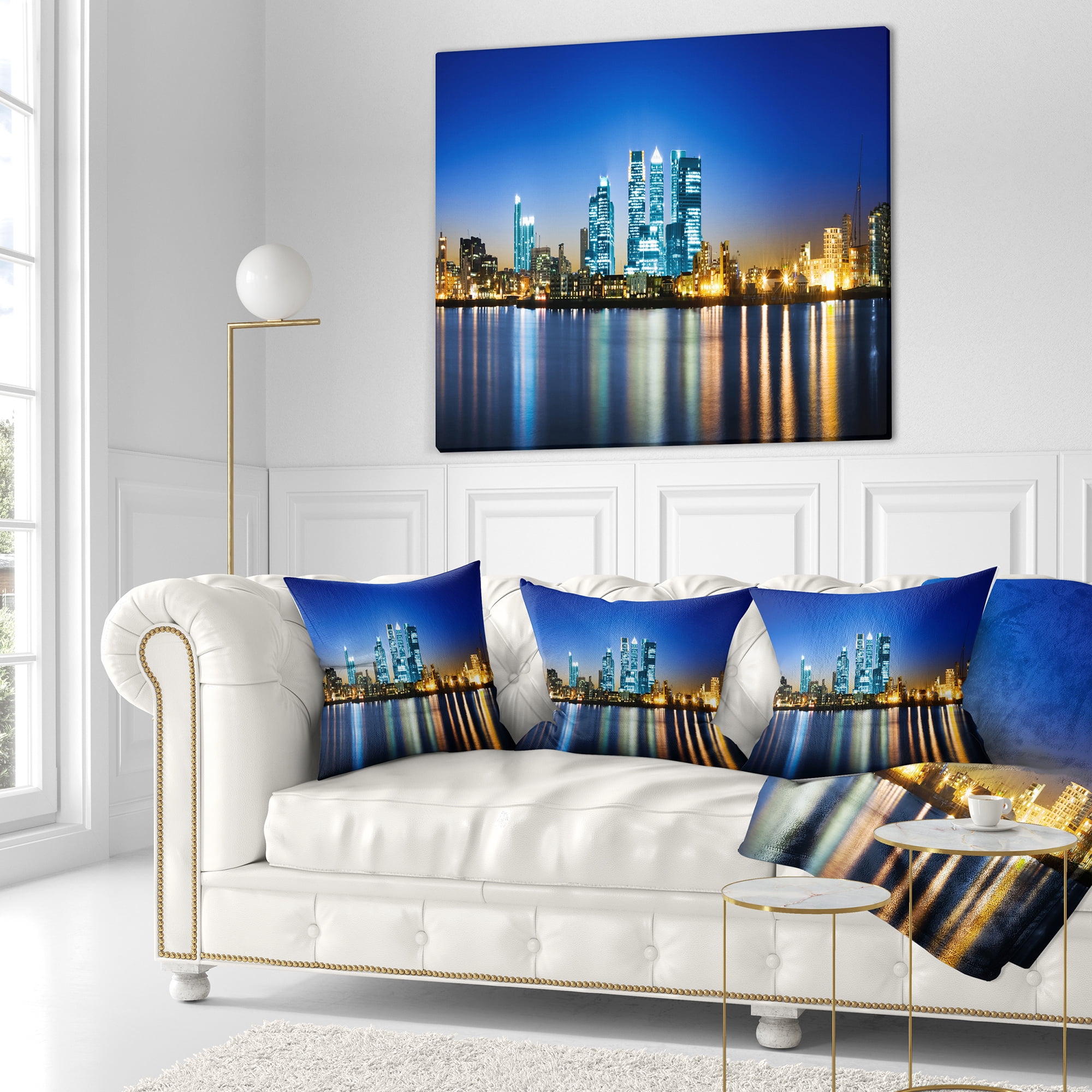 Designart Canary Wharf London - Cityscape Photo Throw Pillow - 18x18