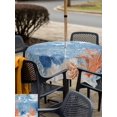thumbnail image 5 of Outdoor Tablecloth with Umbrella Hole for Patio/Picnic/Party/Camping, Blue Jellyfish Waterproof Table Cloth Square Cover Washable, Retro Coastal Nautical Starfish Coral Leaves (54"x 54"), 5 of 9