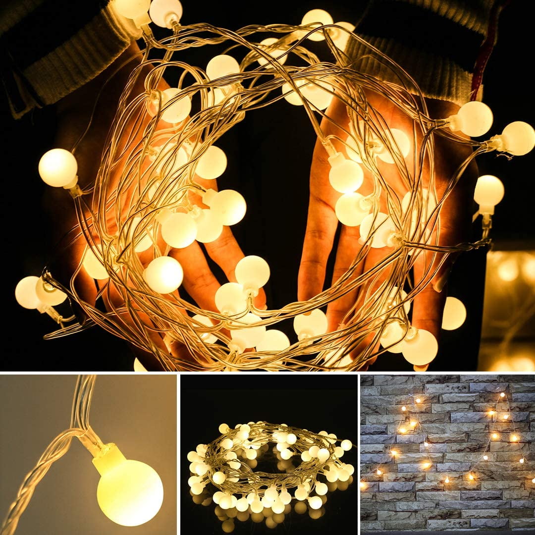 10 LED Ball String Fairy Lights Warm White Plug-in Christmas Wedding Party Decor 