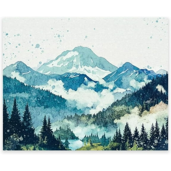 1Pc Watercolor Mountains Wall Art Print Abstract Oriental Nature Landscape Poster Nature Foggy Forest Poster Unframed Modern Art Decorative for Kitchen Bedroom Home Office 13.78x11.02 Inch for diy