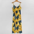 thumbnail image 5 of Abstract Yellow Blue Geometric Pattern Sleeveless Suspender Dress Summer Fashion Casual Long Dress, 5 of 9