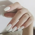 thumbnail image 1 of Uñas postizas de ataúd blanco, uñas postizas de bailarina mate, uñas acrílicas de color puro, 24 piezas para mujeres y niñas, 1 of 5