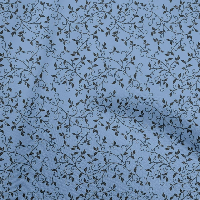 oneOone Polyester Spandex Medium Blue Fabric Asian Floral Block Sewing Craft Projects Fabric Prints By Yard 56 Inch Wide
