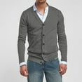thumbnail image 6 of Zimjoy Mens Cardigan Sweaters Casual Button Up V Neck Sweaters Long Sleeve Open Front Slim Fit Cardigan Lightweight Fall Clothes with Pocket, Dark Gray 3XL, 6 of 6