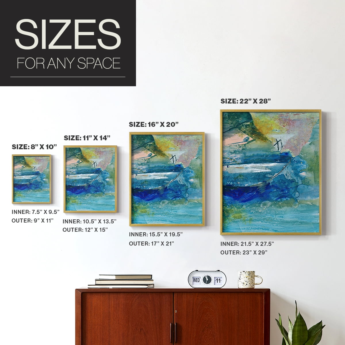 Spring Winds VII in Gold Solid Wood 11 x 14 Framed Print