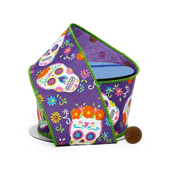 2.5" Wide Day Of The Dead Wired Ribbon - 10 Yards (56001012)