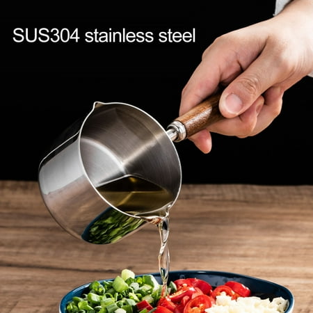 

Riguas 125/250ml Milk Pot Multi-purpose Wooden Handle Universal Heat-resistant Non-stick Frying Stainless Steel Boiled Eggs Hot Oil Pan Cooking Tool Kitchen Accessories