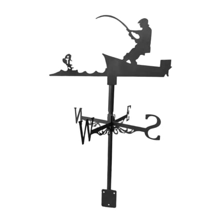 European Style Iron Sailboat Roof Mount Weather Vane Wind Direction Indicator Farm Yard Garden Measuring Tools Ornament , Angler
