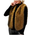 thumbnail image 4 of Womens Ladies Warm Faux Furry Coat Jacket Winter Solid V-neck Sleeveless Outerwear, 4 of 8