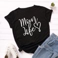 thumbnail image 1 of Camiseta casual para mujer, algodón suave con puños, manga corta, letras, dobladillo estampado, Abanopi Camiseta casual de mujer, 1 of 5