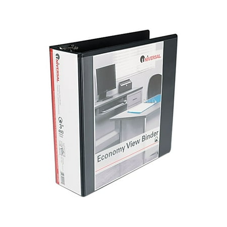 Round Ring Economy Vinyl View Binder, 3" Capacity, Black
