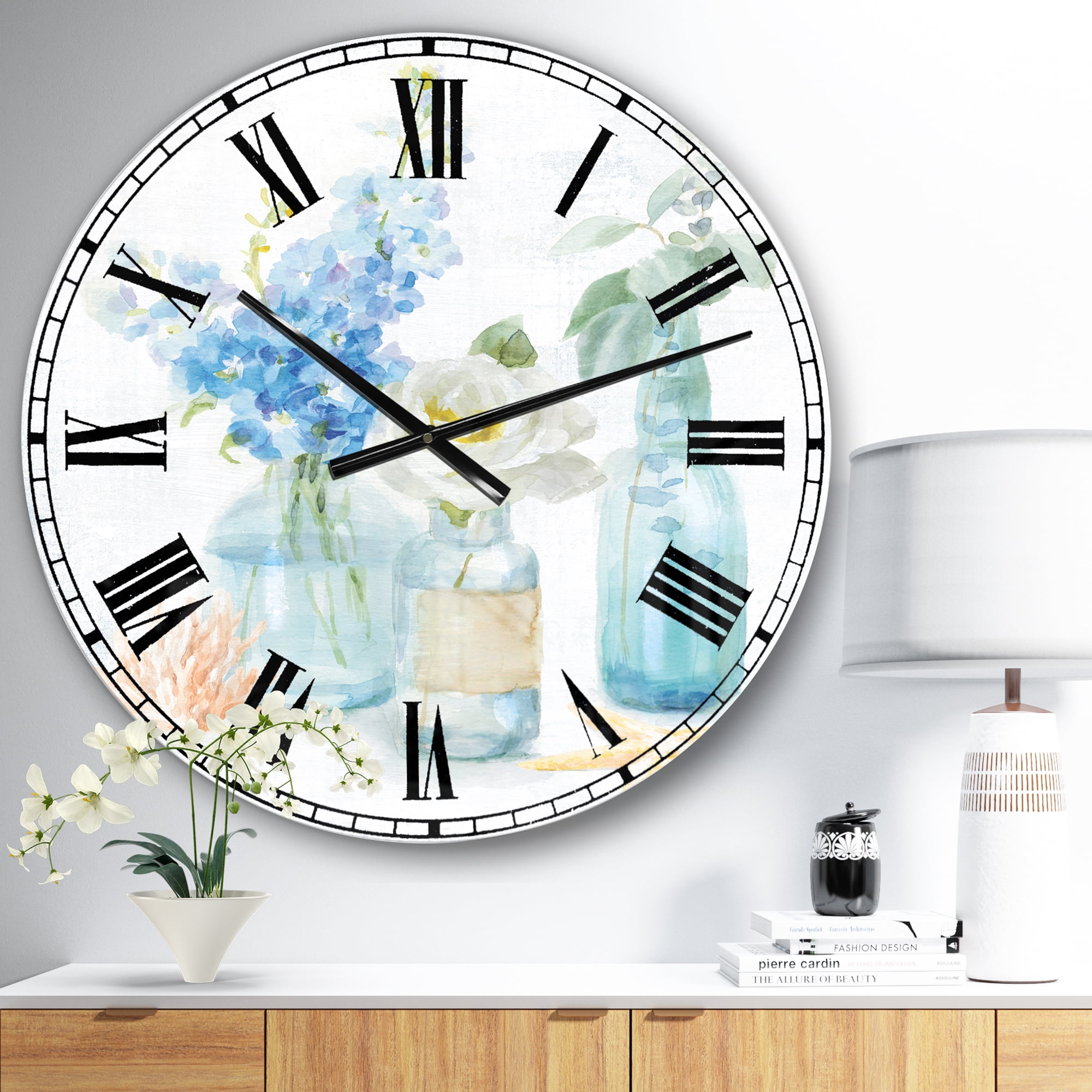 Designart 'Cottage Florals II' Farmhouse wall clock