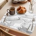 thumbnail image 3 of White Gray Marble Placemats Set of 6 Modern Minimalist Abstract Texture Place Mats Indoor Wipeable Table Mats Washable Cloth Dining Table Placemats for Kitchen Holiday Party Home Decor 13x19 Inch, 3 of 9
