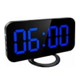 thumbnail image 2 of Pantalla LED Reloj digital Reloj despertador de mesa regulable automático con modo de repetición Puerto USB dual, Pantalla negra, azul kenally EL3016-08B, 2 of 2