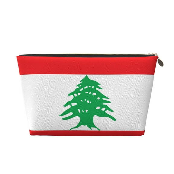 Lebanese Flag Purse Organizer Handbags Totes Leather Zipper Printing Bag For Women Travel Toiletry Bag
