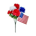 thumbnail image 2 of Darzheoy Patriotic Artificial Flowers, Memorial Bouquet Fake Red White and Blue Flowers with US Flags, 4th of July Flowers Silk Flowers for Home Party, Vase Decor, Multicolor, 2 of 8