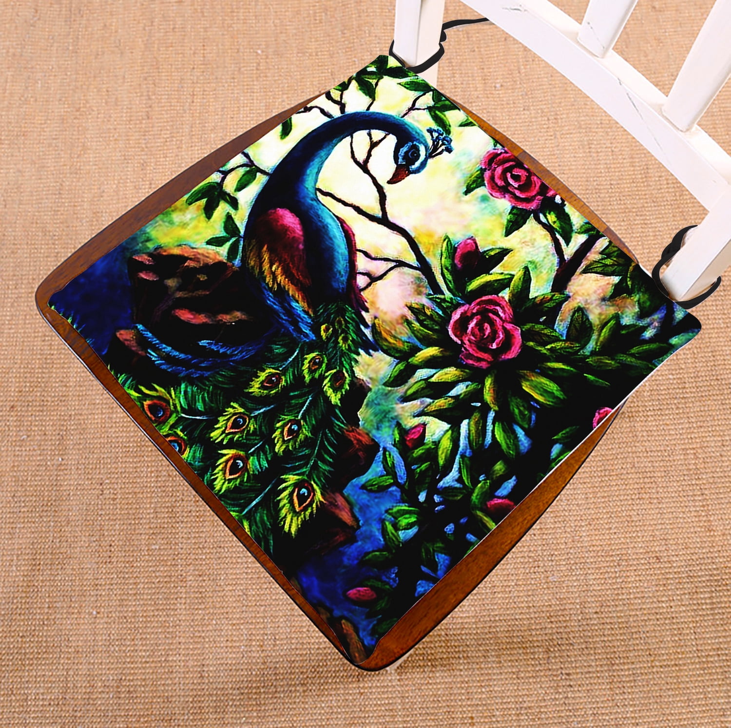 GCKG Artistic Paintings Graceful Peacock Chair Pad Seat Cushion Chair