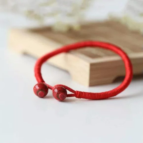 HOOUN Lucky Love Ceramic Bead Red Rope Bracelet Unisex Men's and Women's Jewelry
