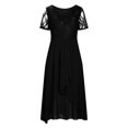 thumbnail image 4 of LNGOOR Robes d'Invitée de Mariage pour Femmes Automne Manches Mi-Longues en Maille Dentelle Robe de Soirée Formelle Ligne A Évasée Cocktail Midi Robes, 4 of 6