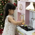 thumbnail image 4 of AILEEKISS Wood Kids Play Kitchen, Pretend Kitchen Playset for Children Age 3 Years up, Pink, 4 of 11