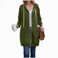 thumbnail image 6 of Towmus Long Hoodies for Women Zip Up Double Zipper Winter Coats Solid Color Sweatshirts Fall Clothes, 6 of 9