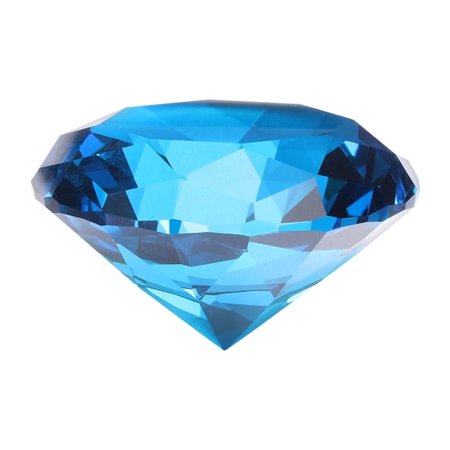 Pesa de papel de cristal claro en forma de diamante, 60 mm (2.4") diamante artificial para regalos de cumpleaños, fiestas y bodas (azul)